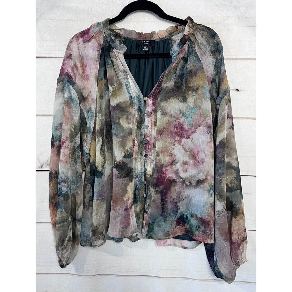 Haver London Blouse Size XL Multicolor‎ Long Sleeves